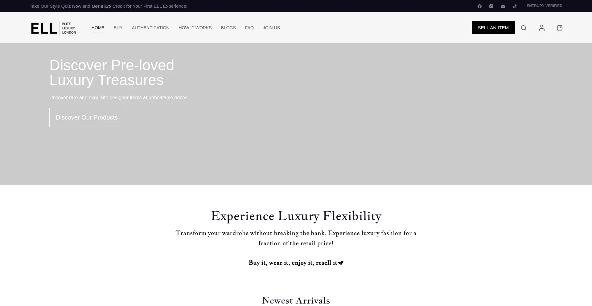 Website screenshot of Eliteluxurylondon.com