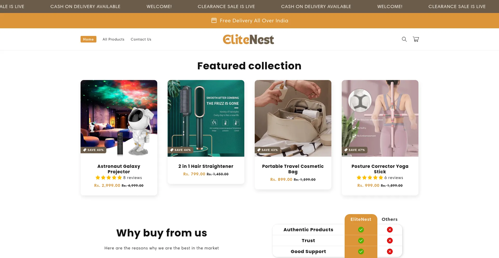 Website screenshot of Elitenest.in