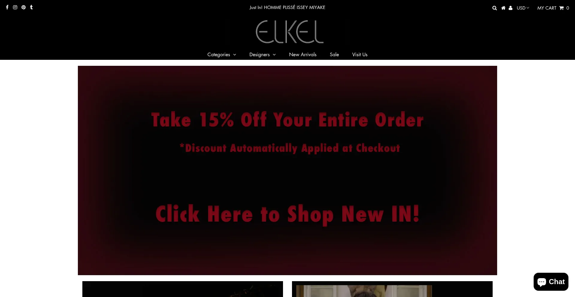 Website screenshot of Elkel.nyc