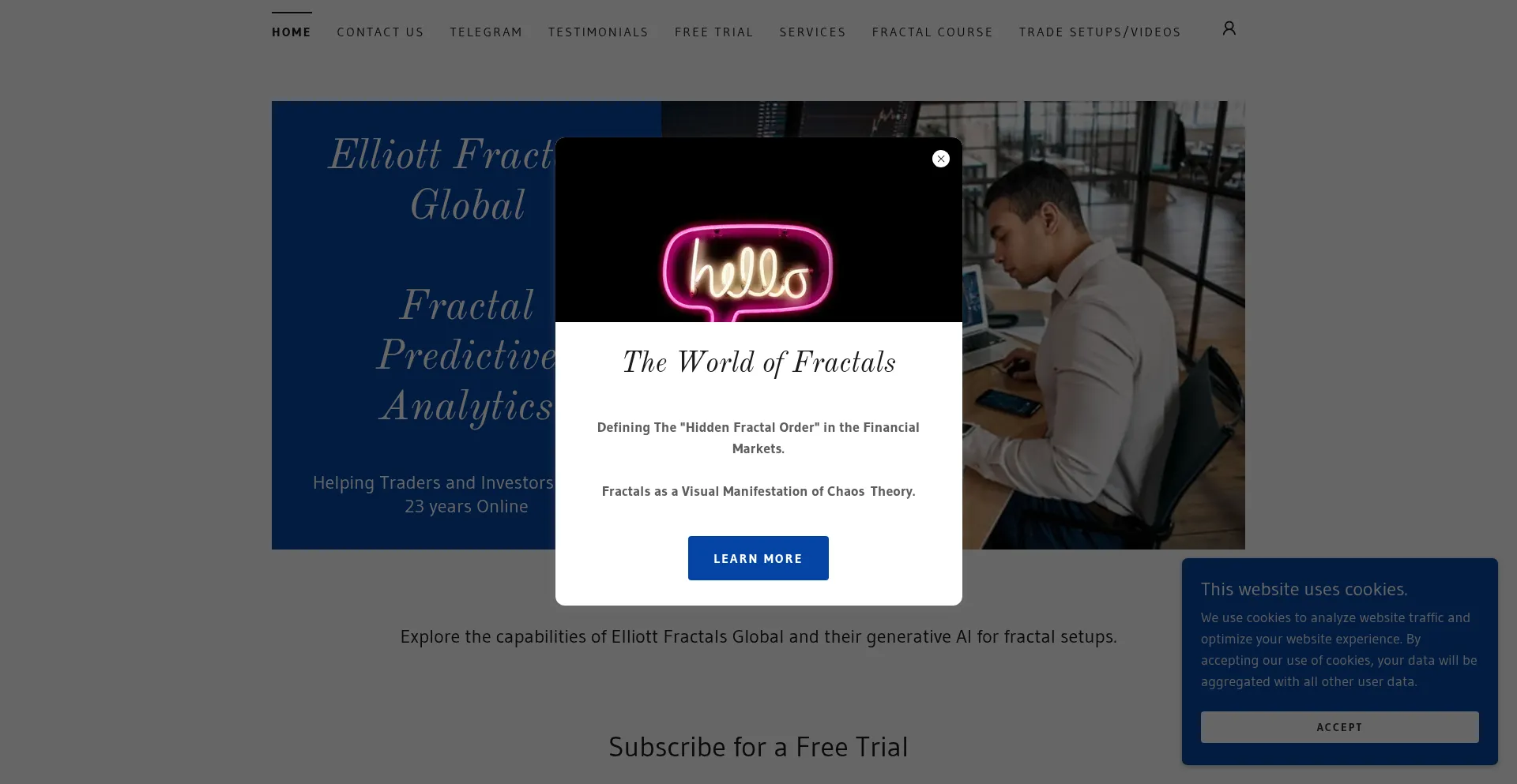 Website screenshot of Elliottfractals.com