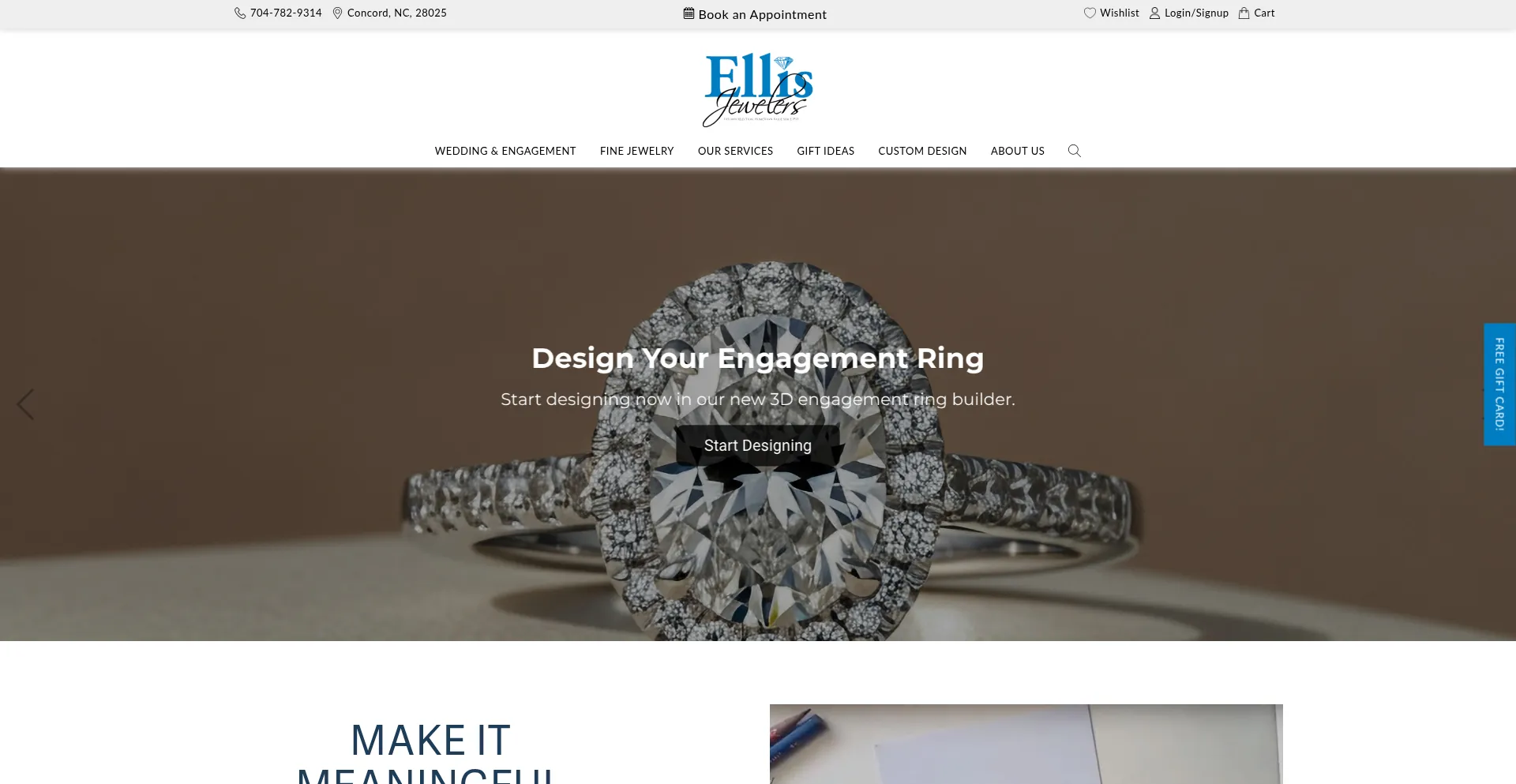 Website screenshot of Ellisfinejewelers.com