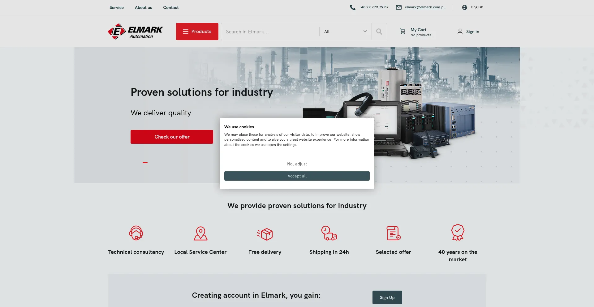 Website screenshot of Elmark-automation.com