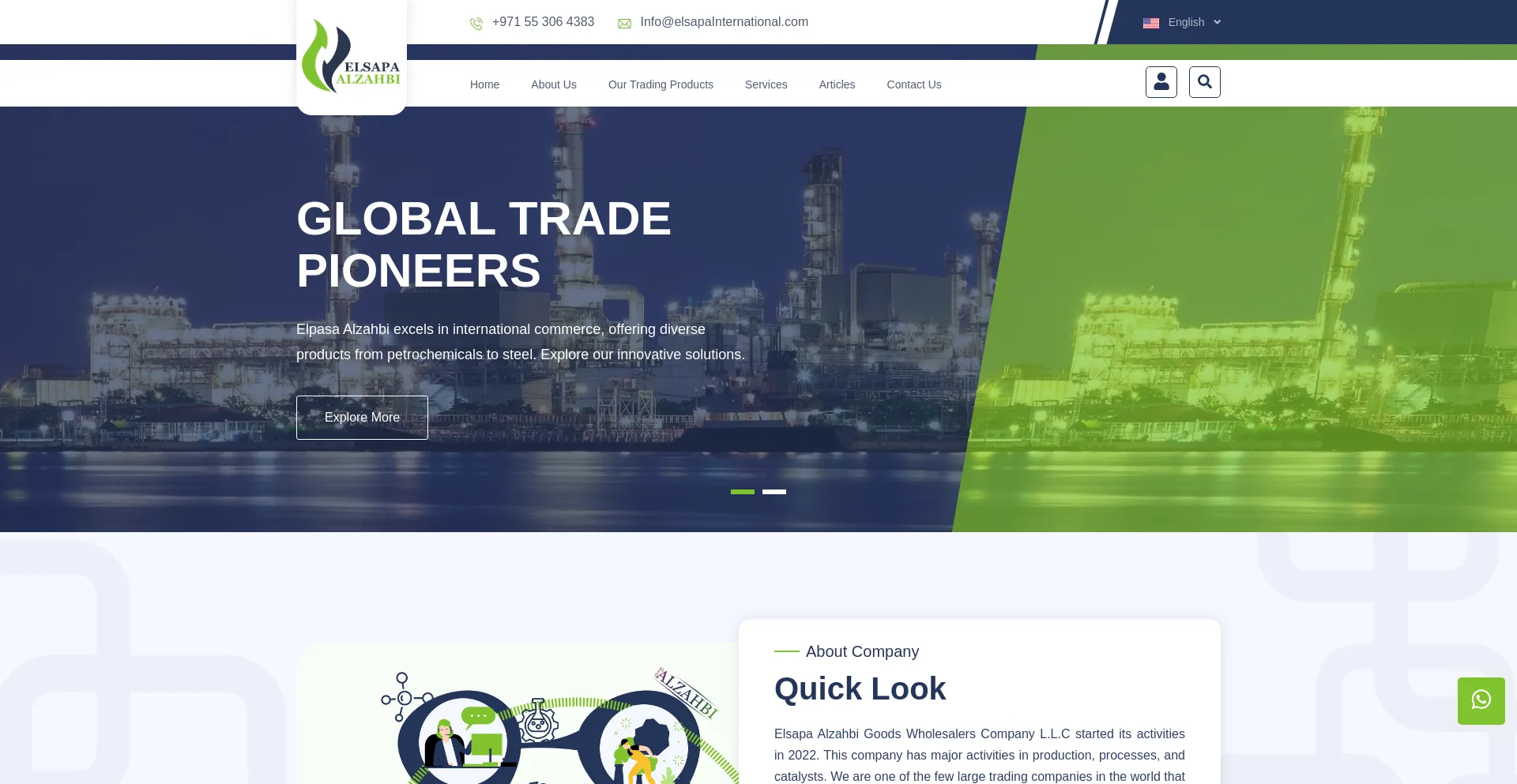 Website screenshot of Elsapainternational.com