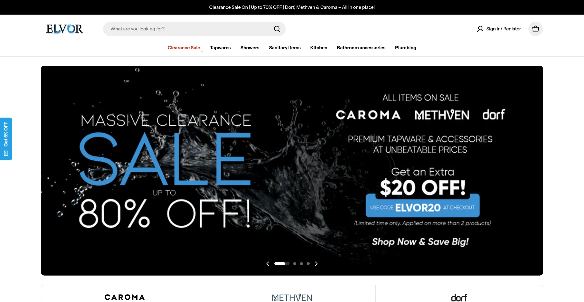 Website screenshot of Elvor.com.au