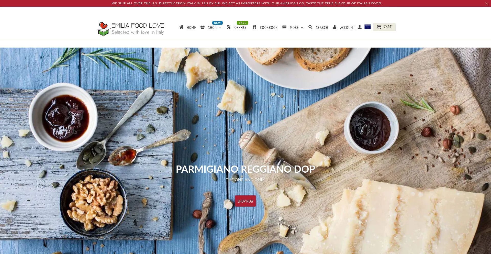 Website screenshot of Emiliafood.com