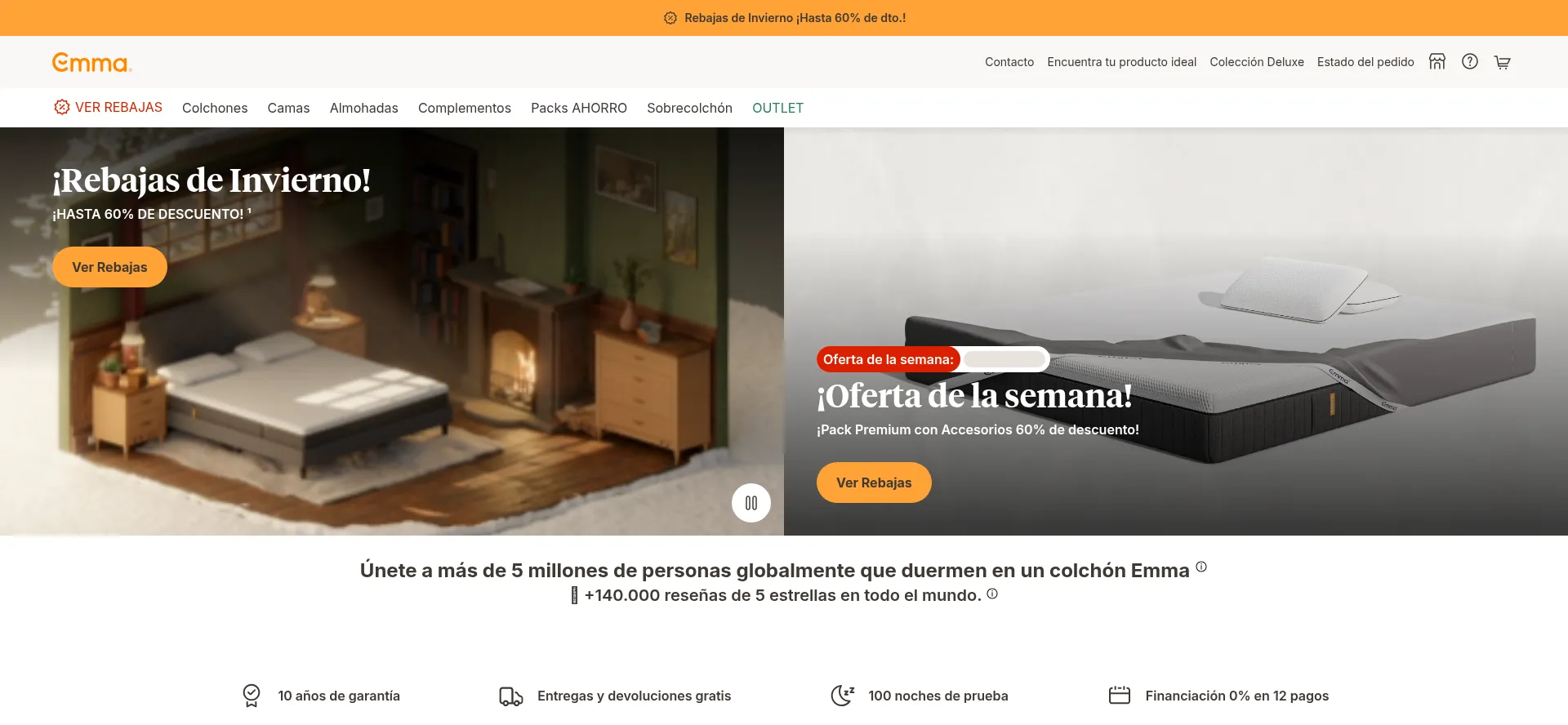 Website screenshot of Emma-colchon.es