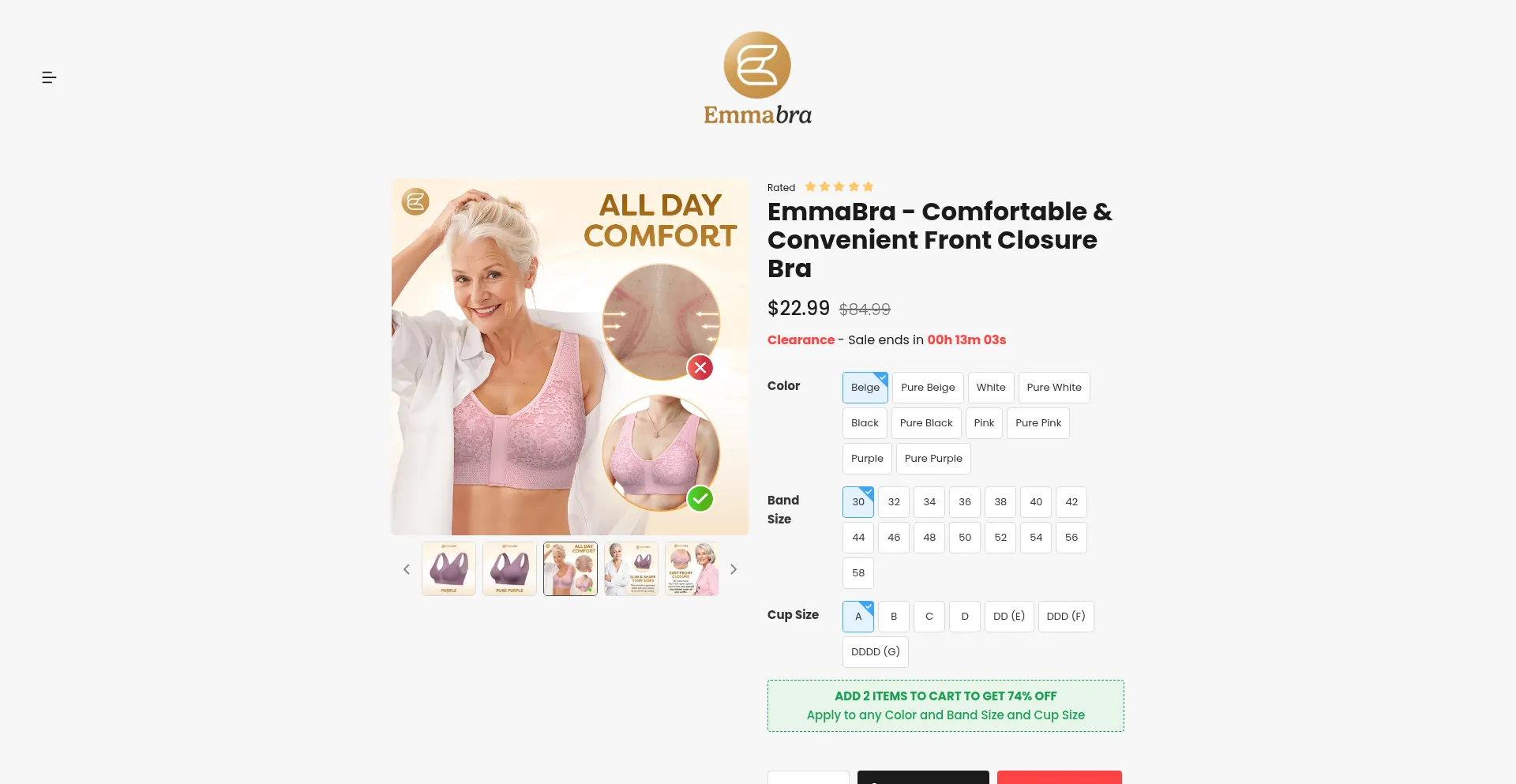 Website screenshot of Emmabra.com