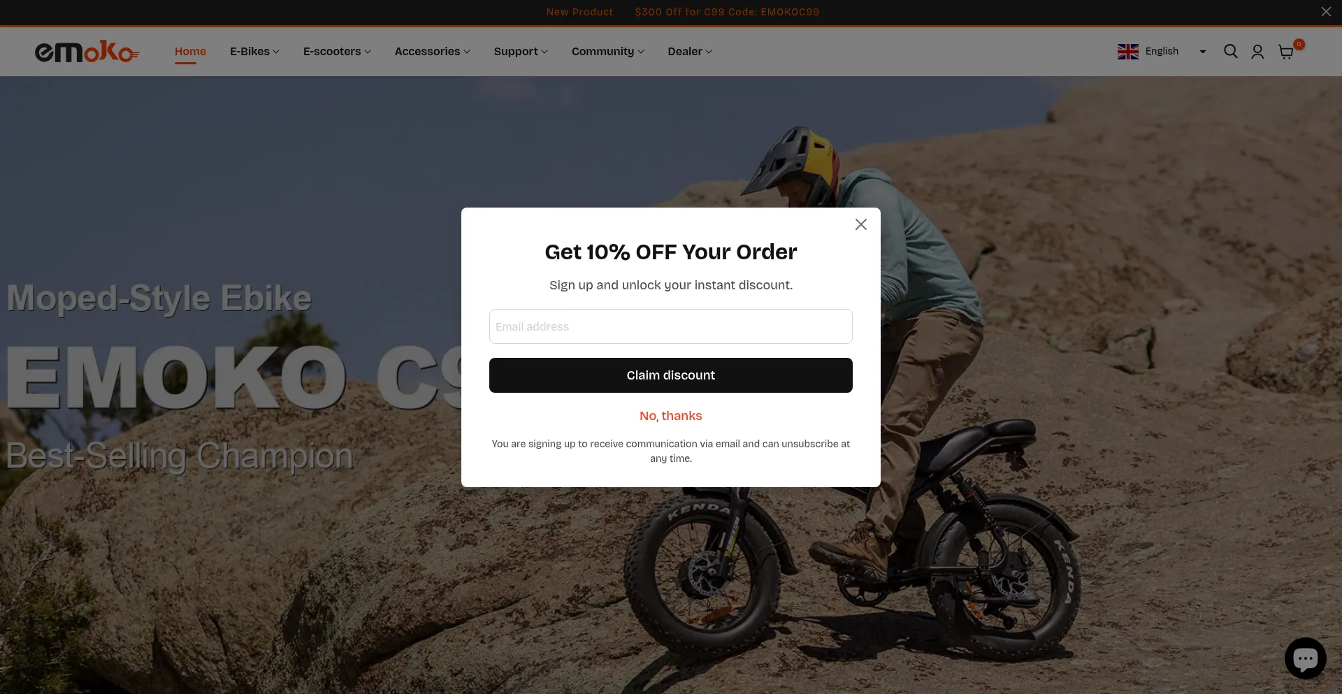 Website screenshot of Emoko-scooter.com