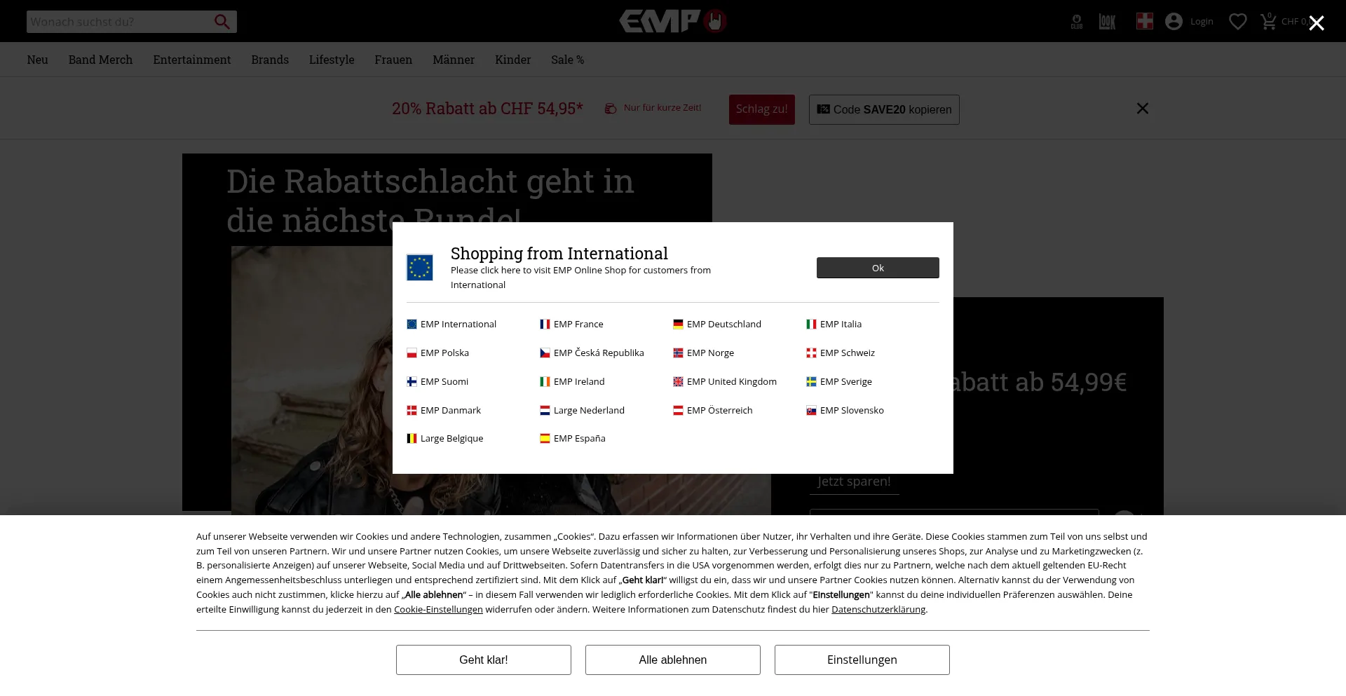 Website screenshot of Emp-online.ch