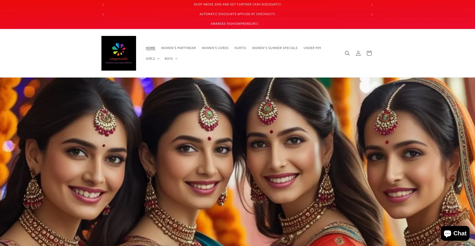Website screenshot of Empressify.com