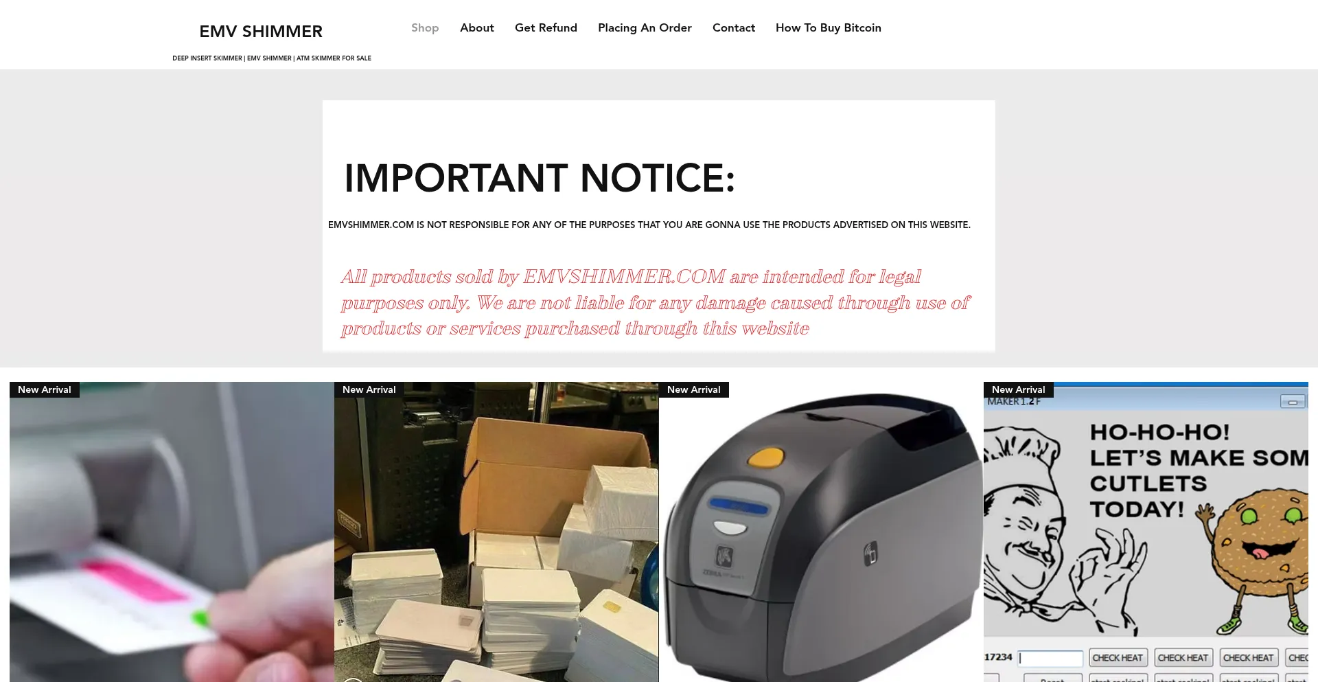 Website screenshot of Emvshimmer.com