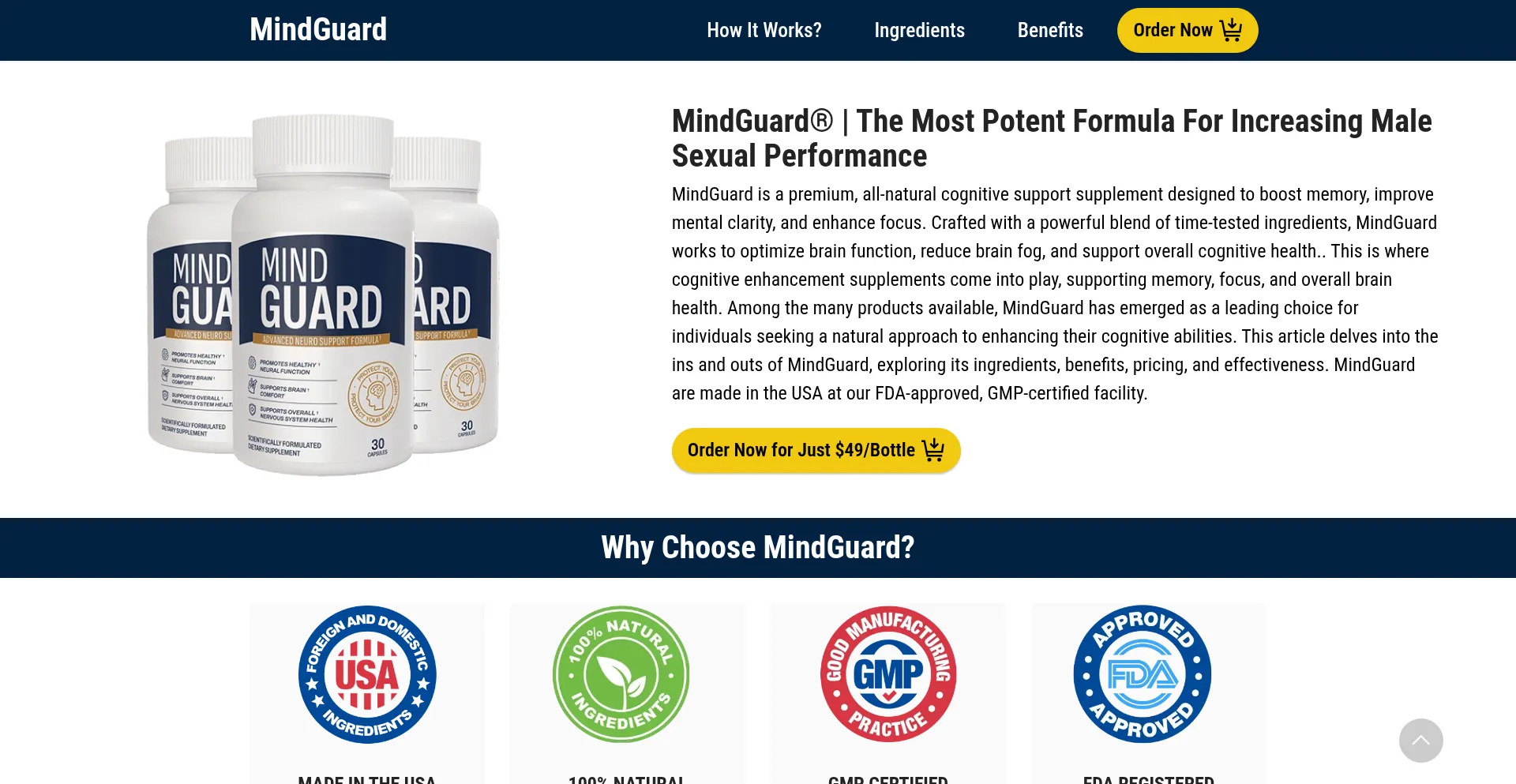 Website screenshot of En-us-en-mindguard.com