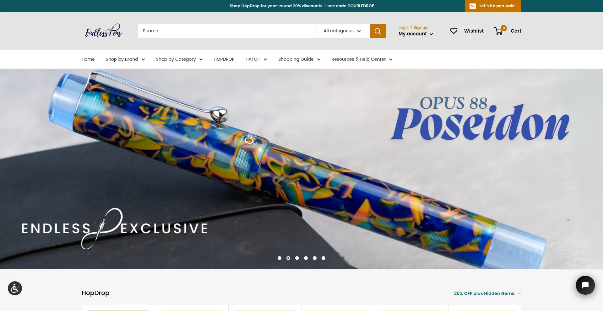 Website screenshot of Endlesspens.com