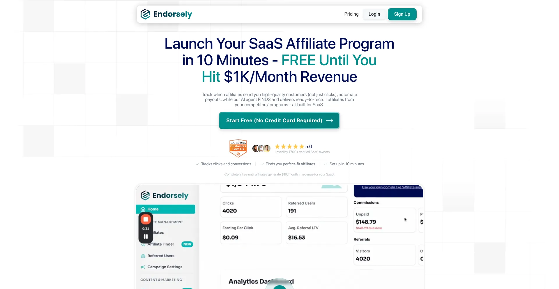Website screenshot of Endorsely.com