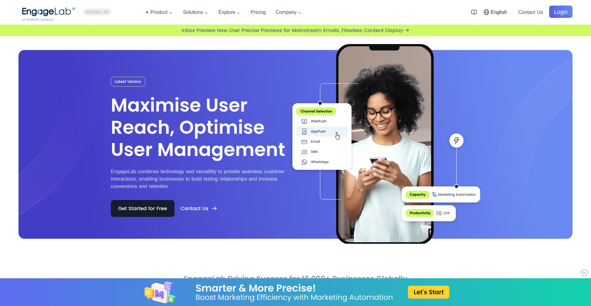 Website screenshot of Engagelab.com
