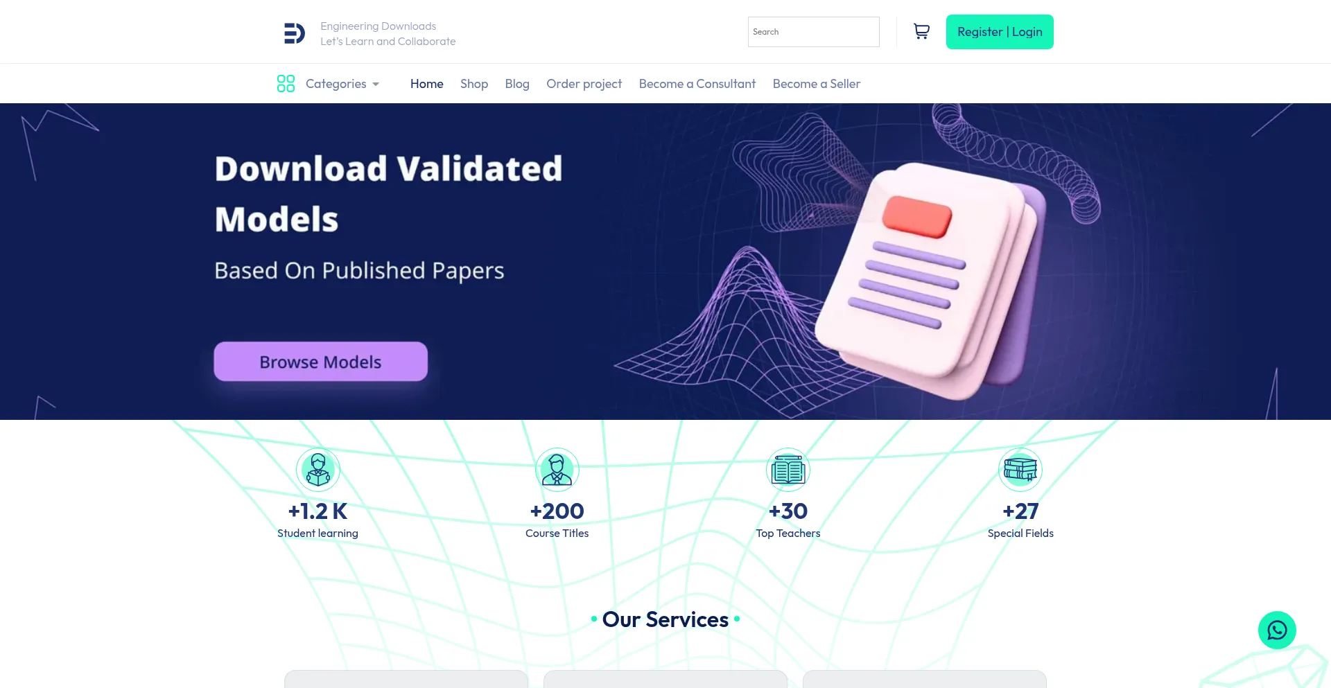 Website screenshot of Engineeringdownloads.com