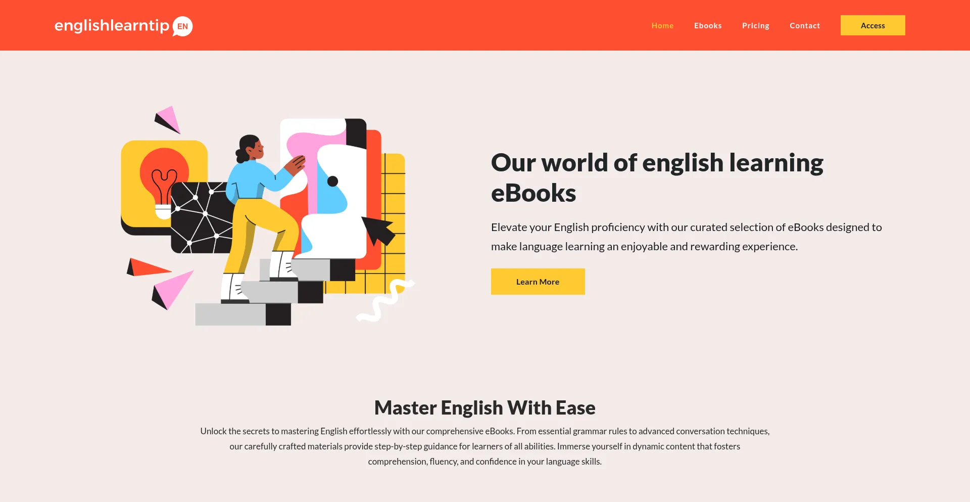 Website screenshot of Englishlearntip.com