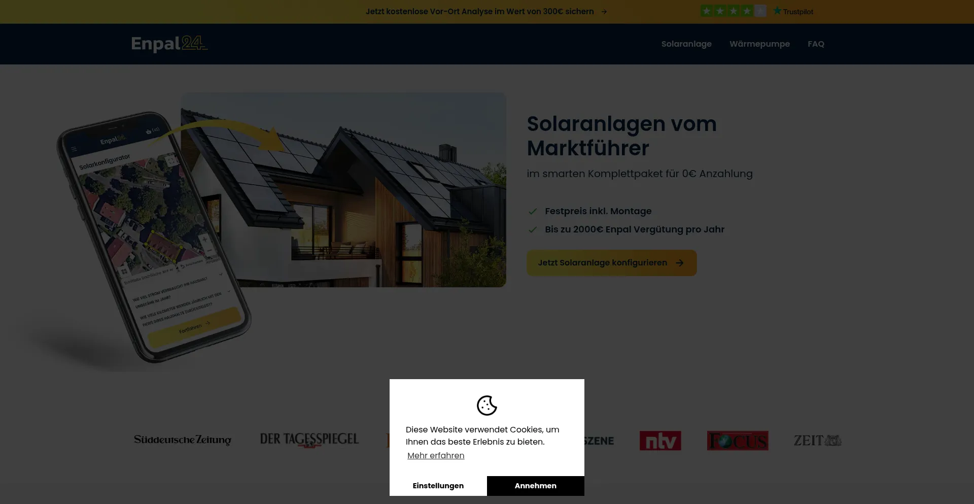 Website screenshot of Enpal24.de