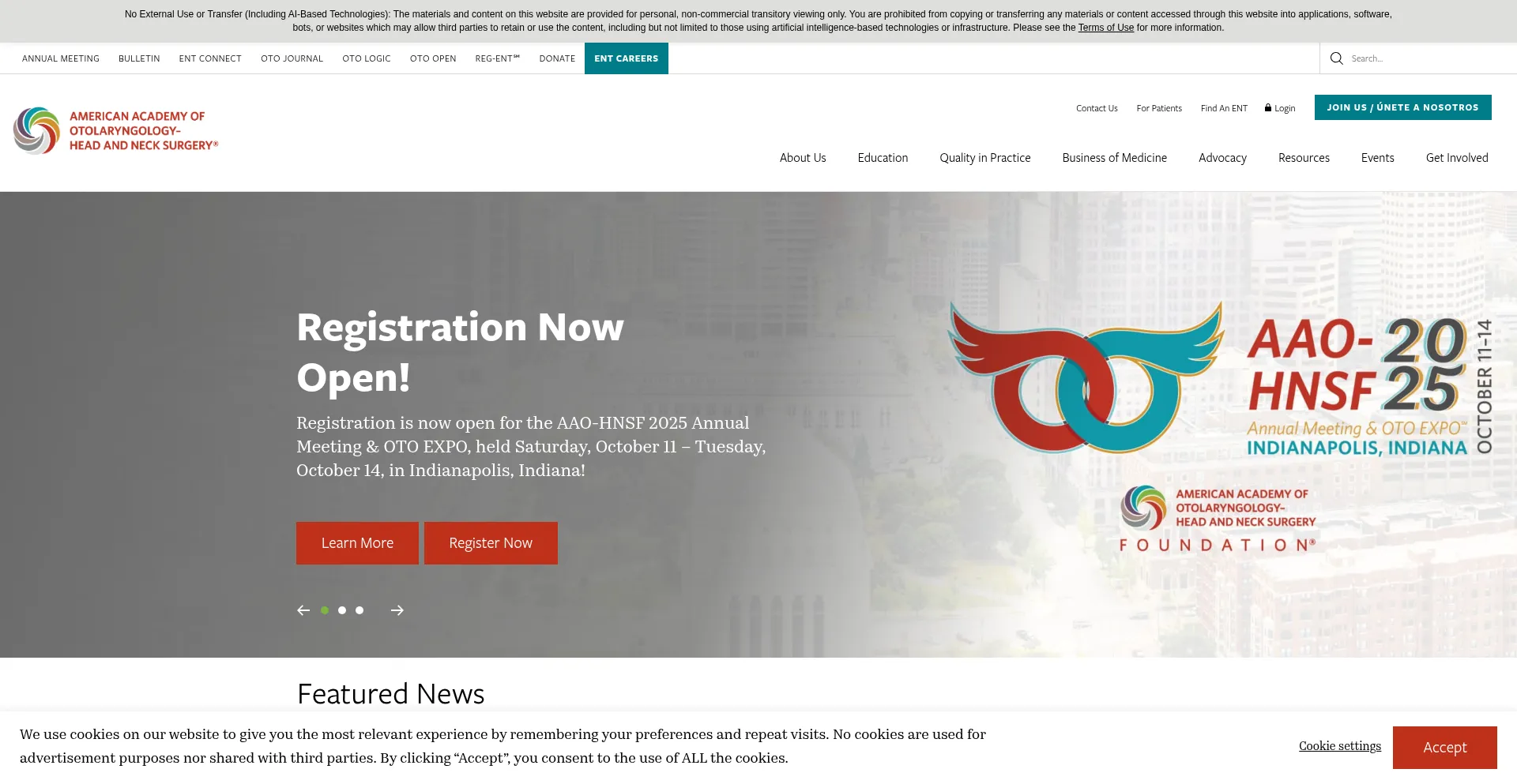 Website screenshot of Entnet.org