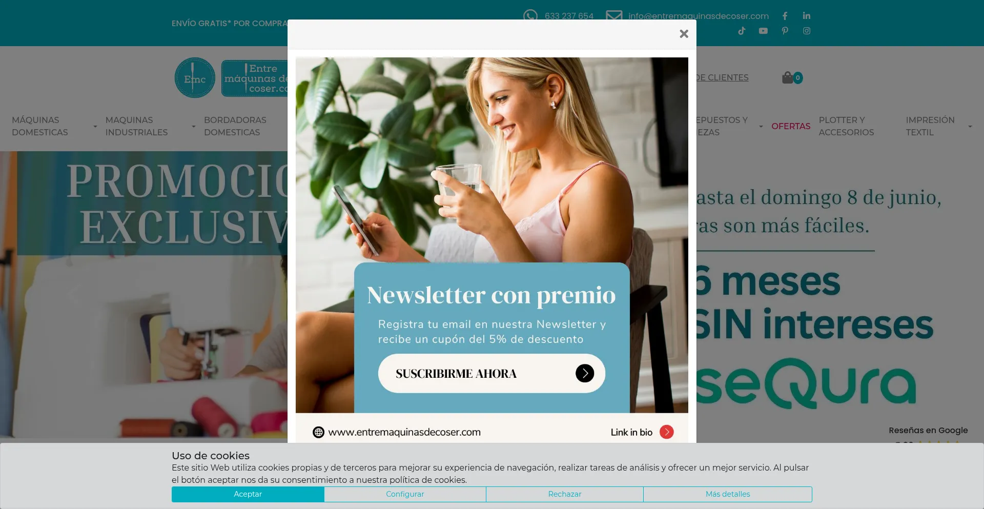 Website screenshot of Entremaquinasdecoser.com