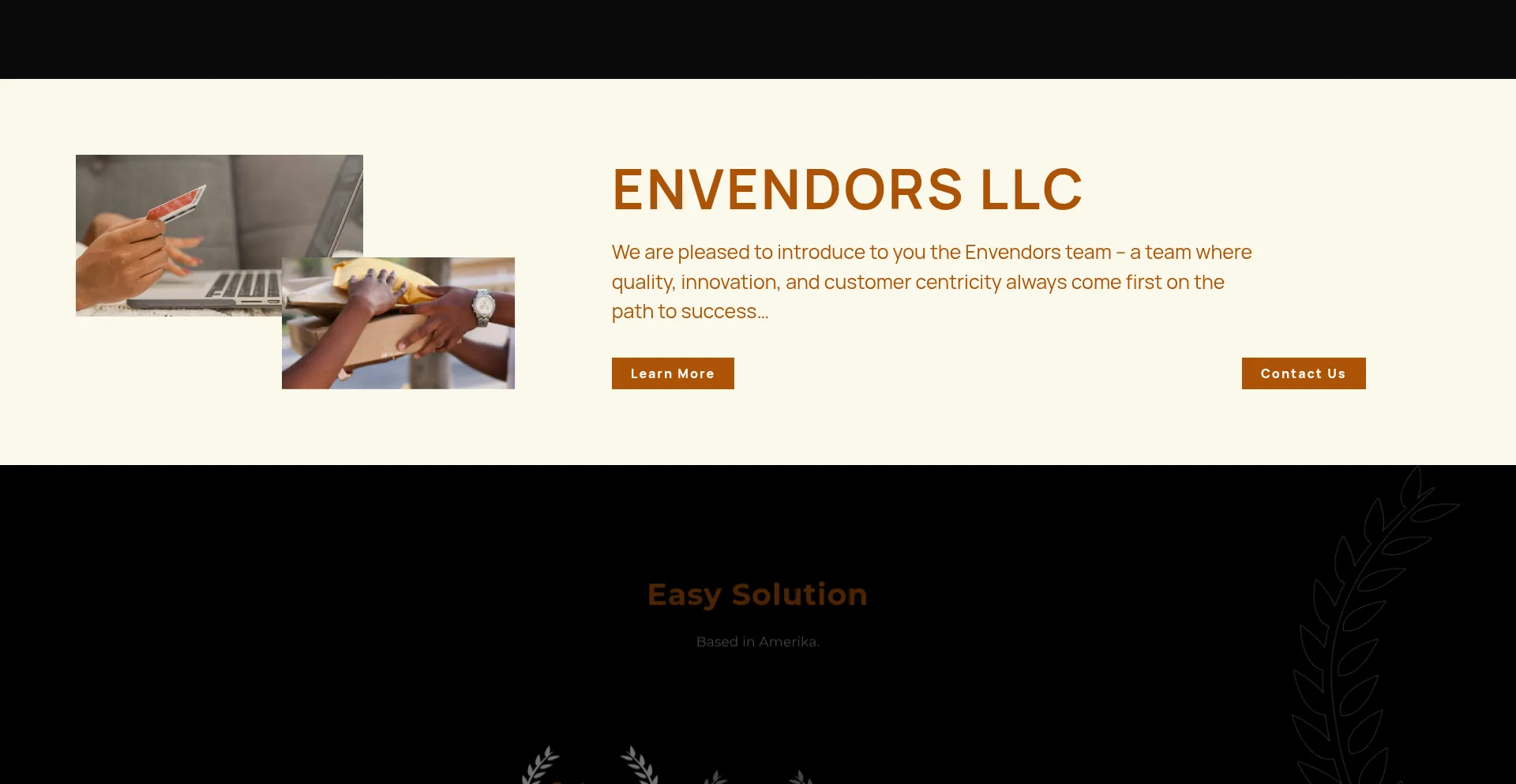 Website screenshot of Envendors.com