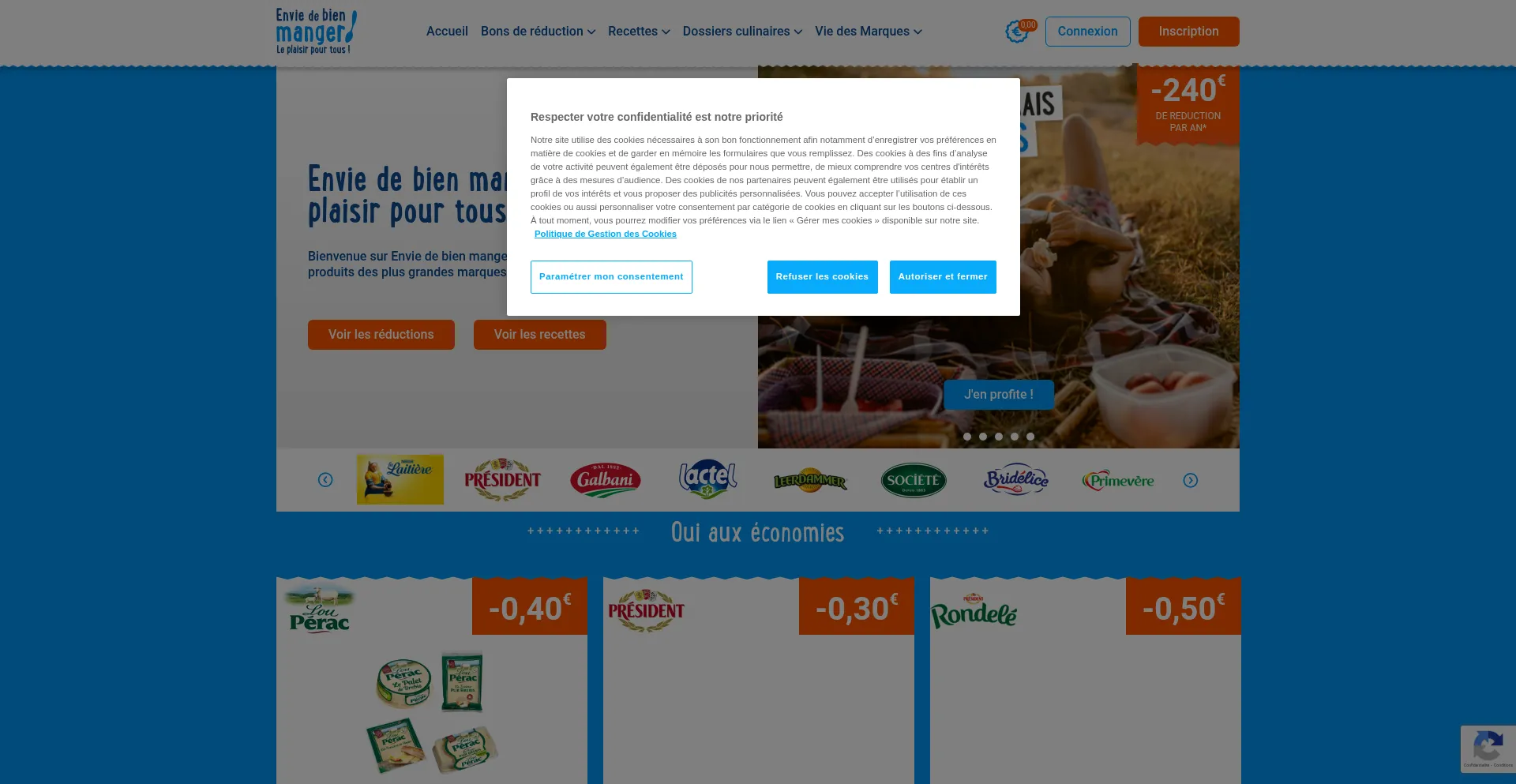 Website screenshot of Enviedebienmanger.fr