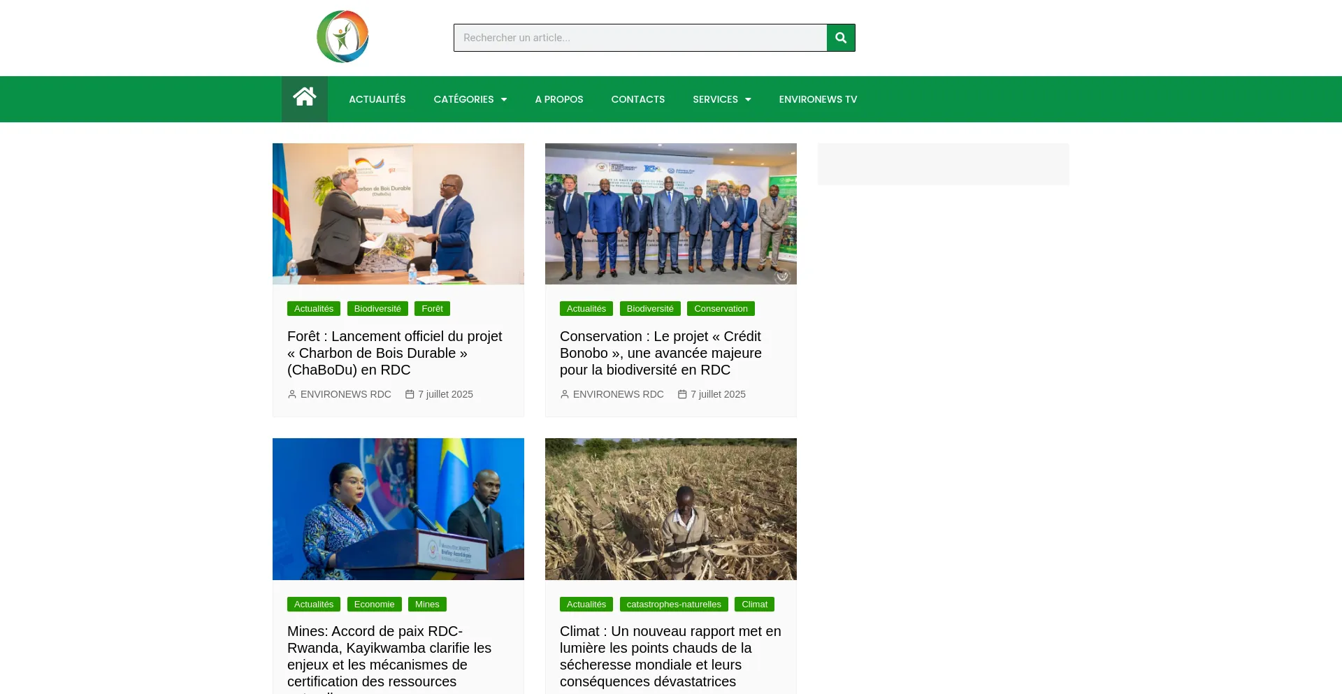Website screenshot of Environews-rdc.net