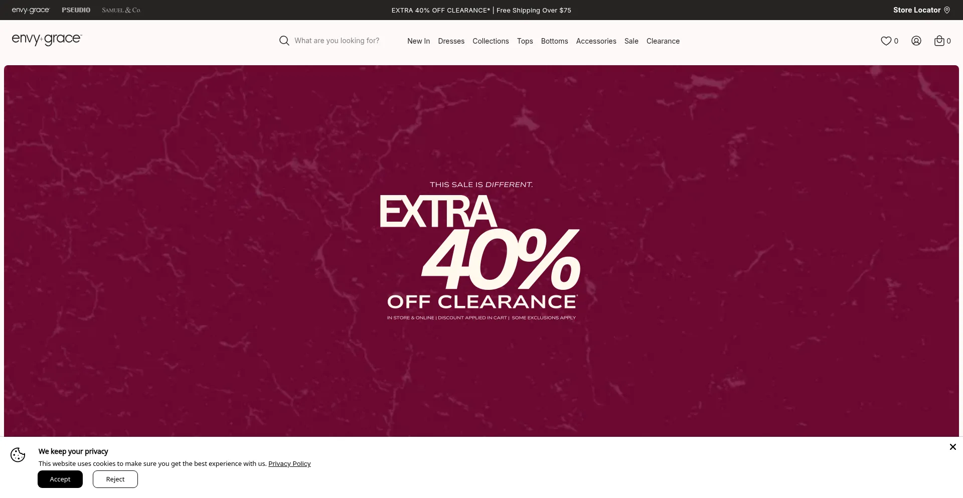 Website screenshot of Envyandgrace.ca