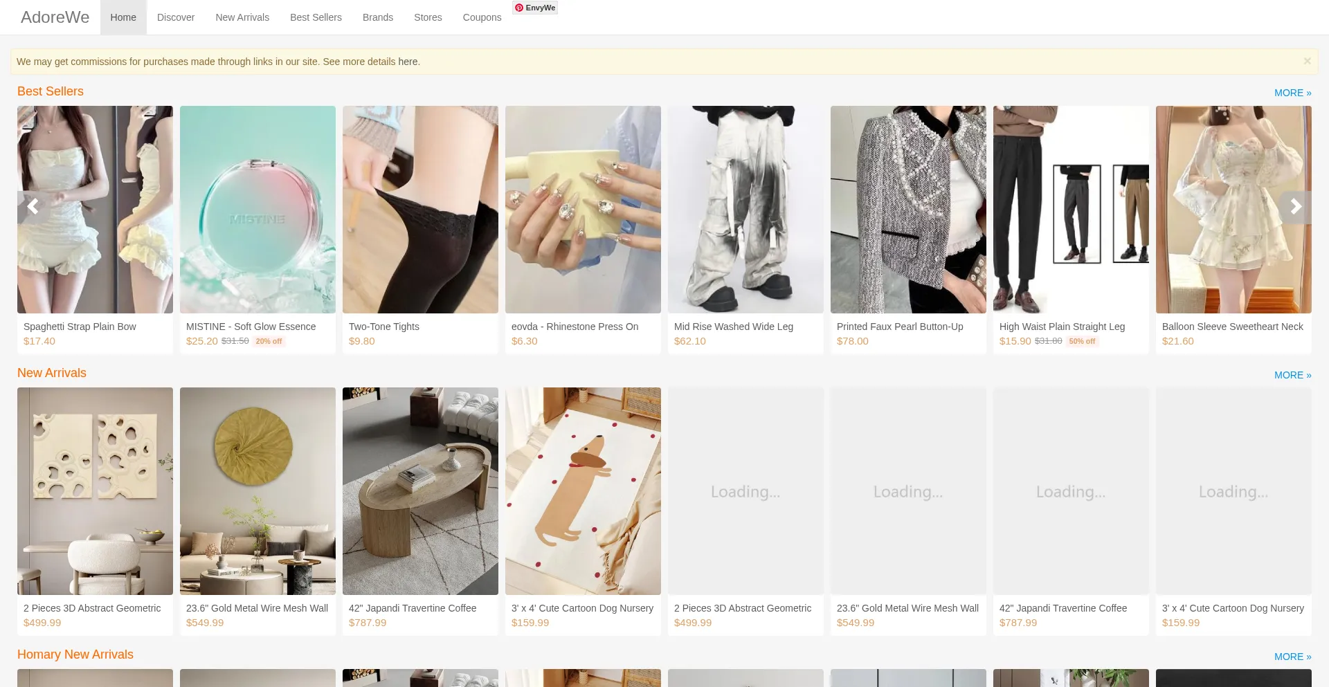 Website screenshot of Envywe.com