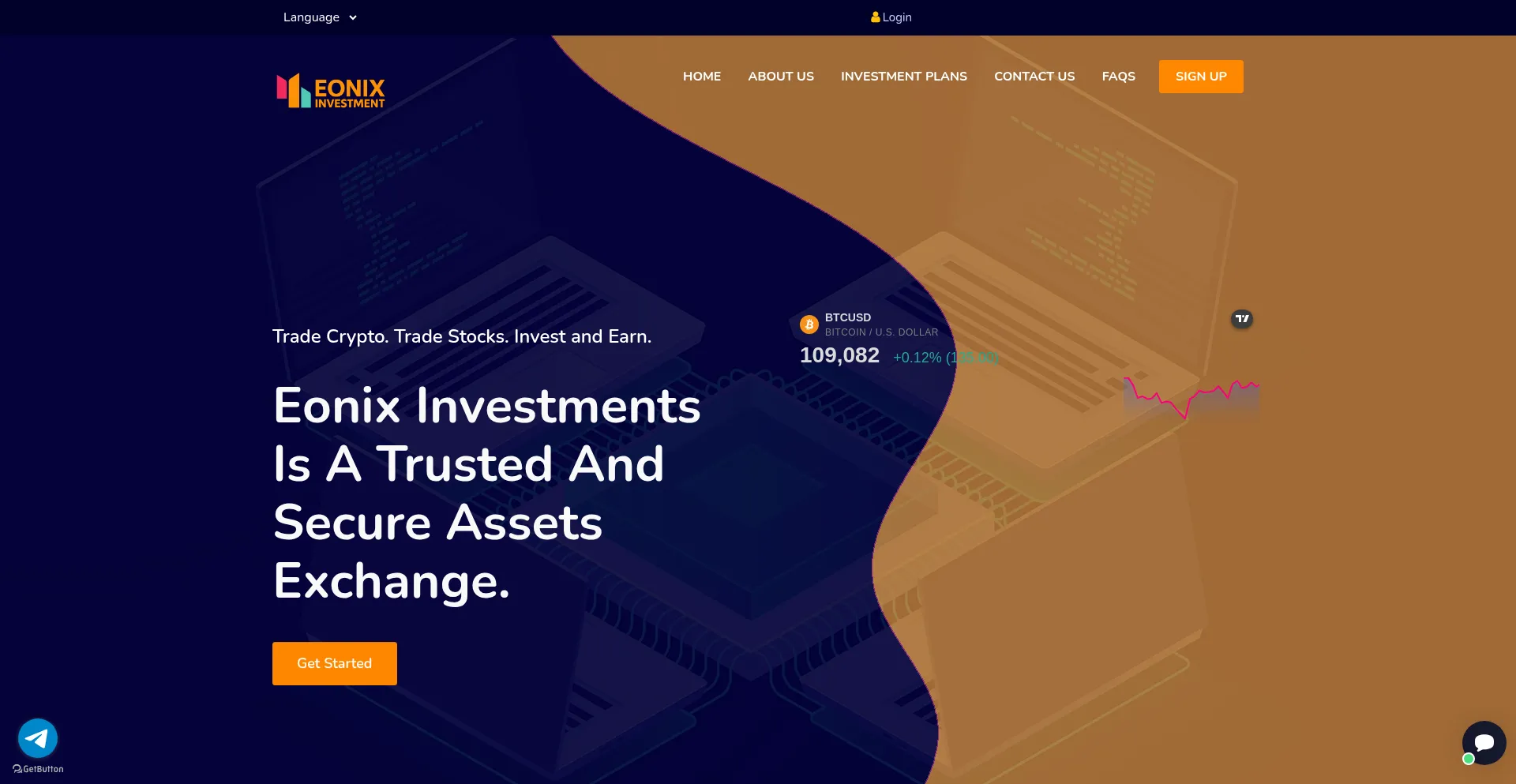 Website screenshot of Eonixinvestment.com
