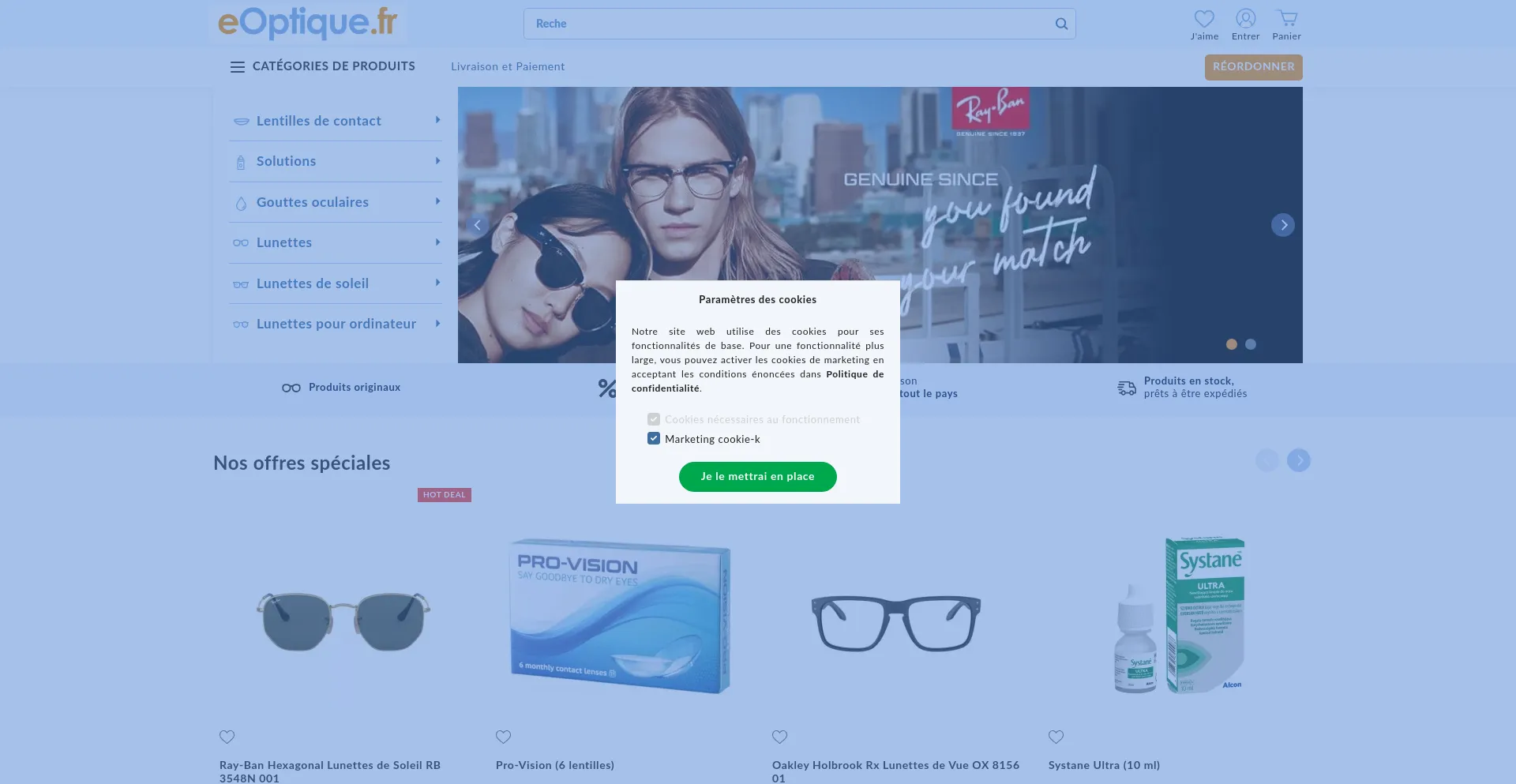 Website screenshot of Eoptique.fr