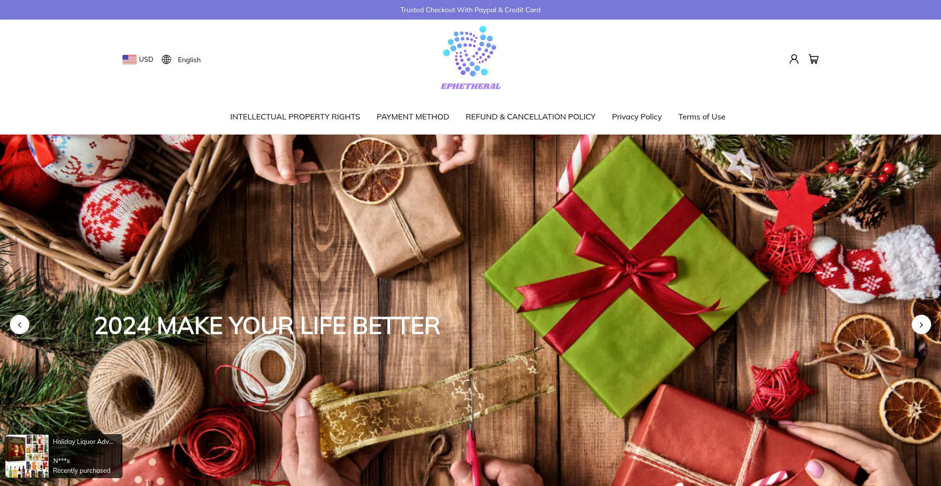 Website screenshot of Ephetheral.com