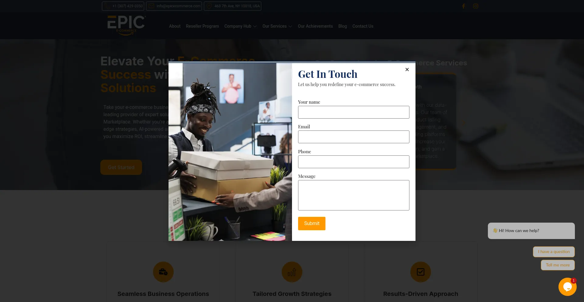 Website screenshot of Epicecommerceautomation.com