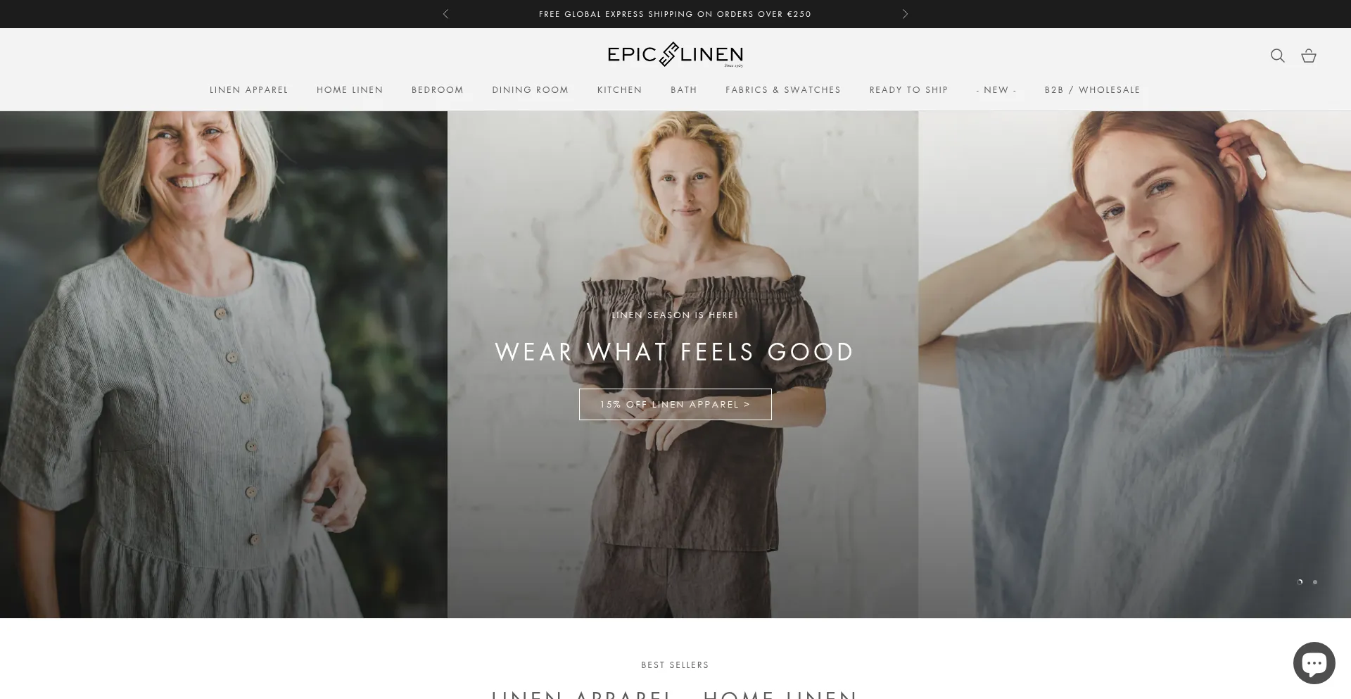 Website screenshot of Epiclinen.com