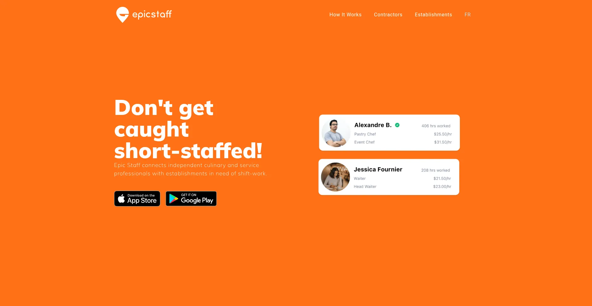 Website screenshot of Epicstaff.ca