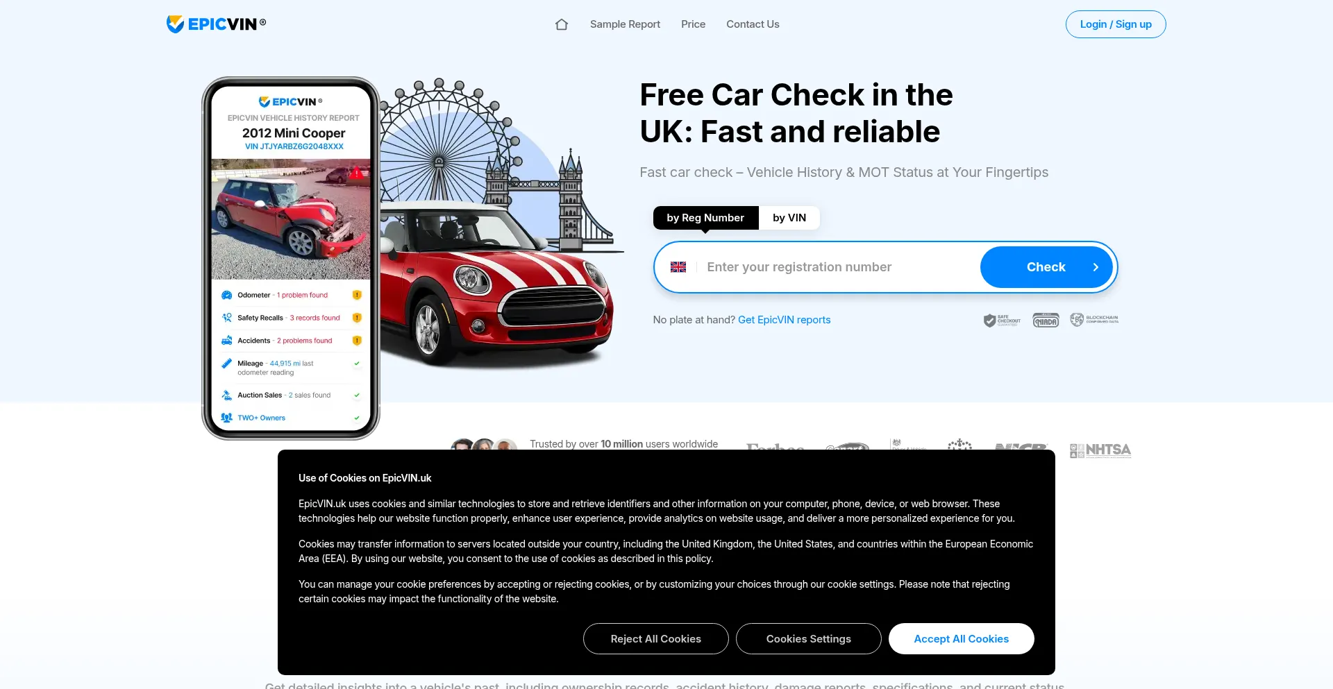 Website screenshot of Epicvin.uk