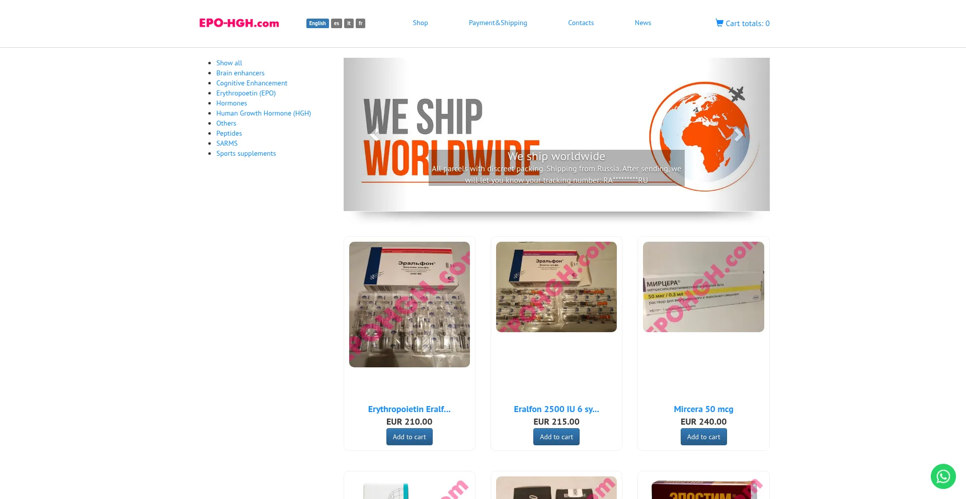 Website screenshot of Epo-hgh.com