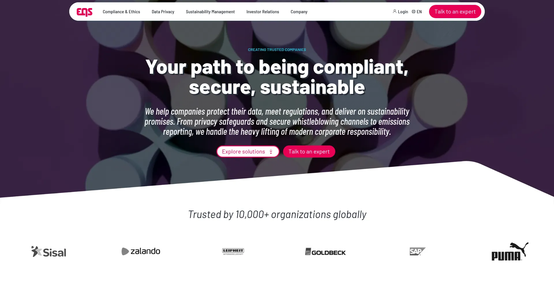 Website screenshot of Eqs.com