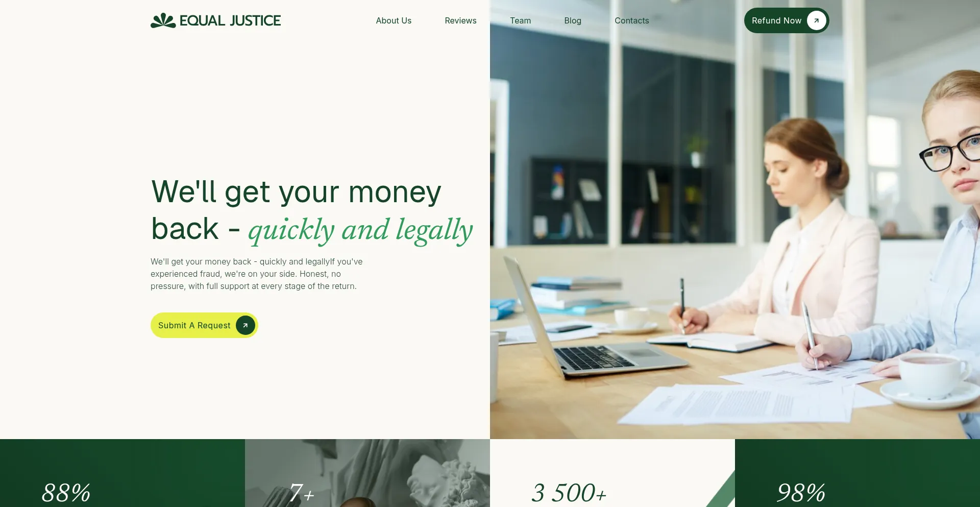 Website screenshot of Equal-justice-lawyers.com