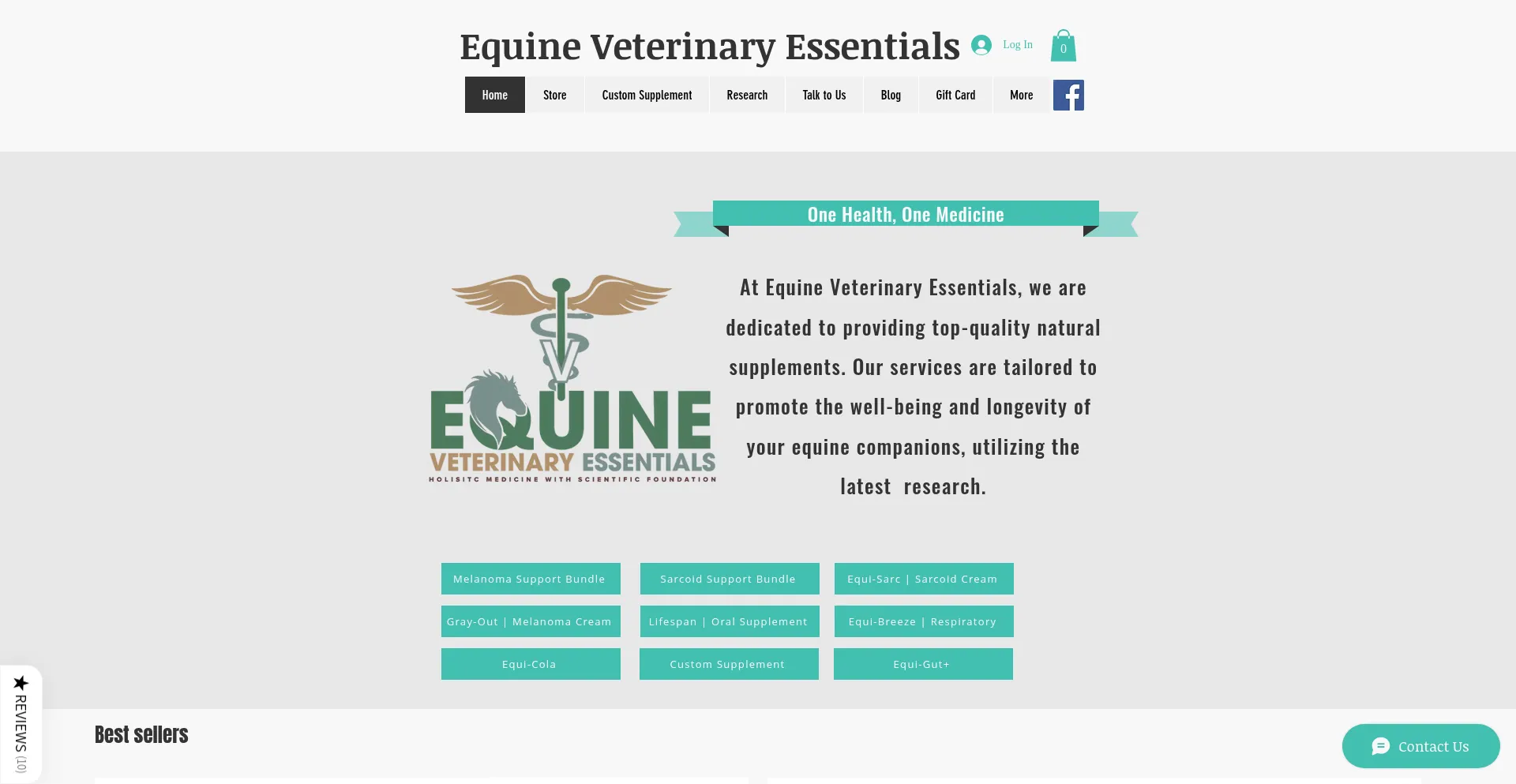 Website screenshot of Equineveterinaryessentials.com