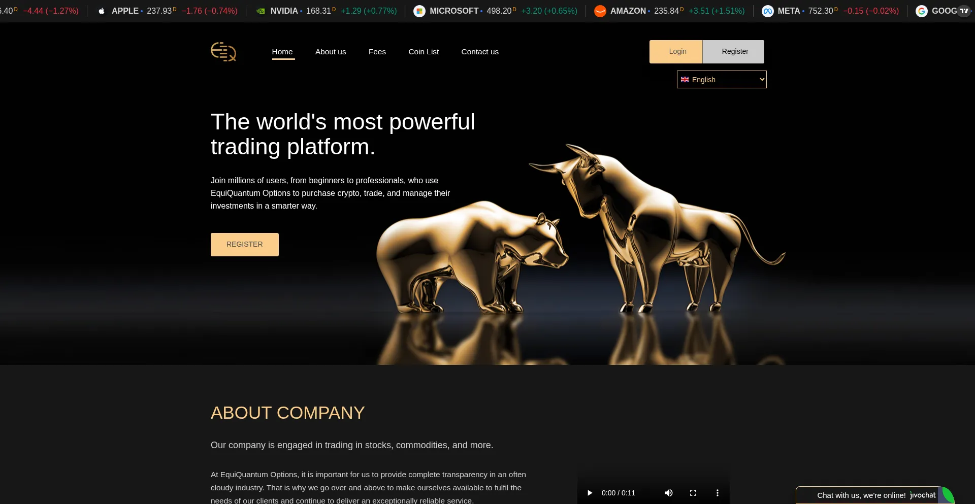 Website screenshot of Equiquantum.com