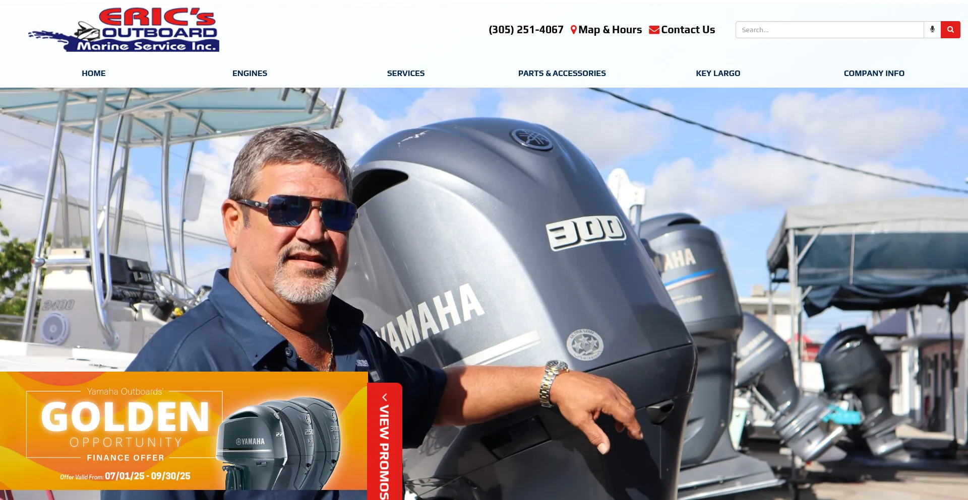 Website screenshot of Ericsoutboard.com