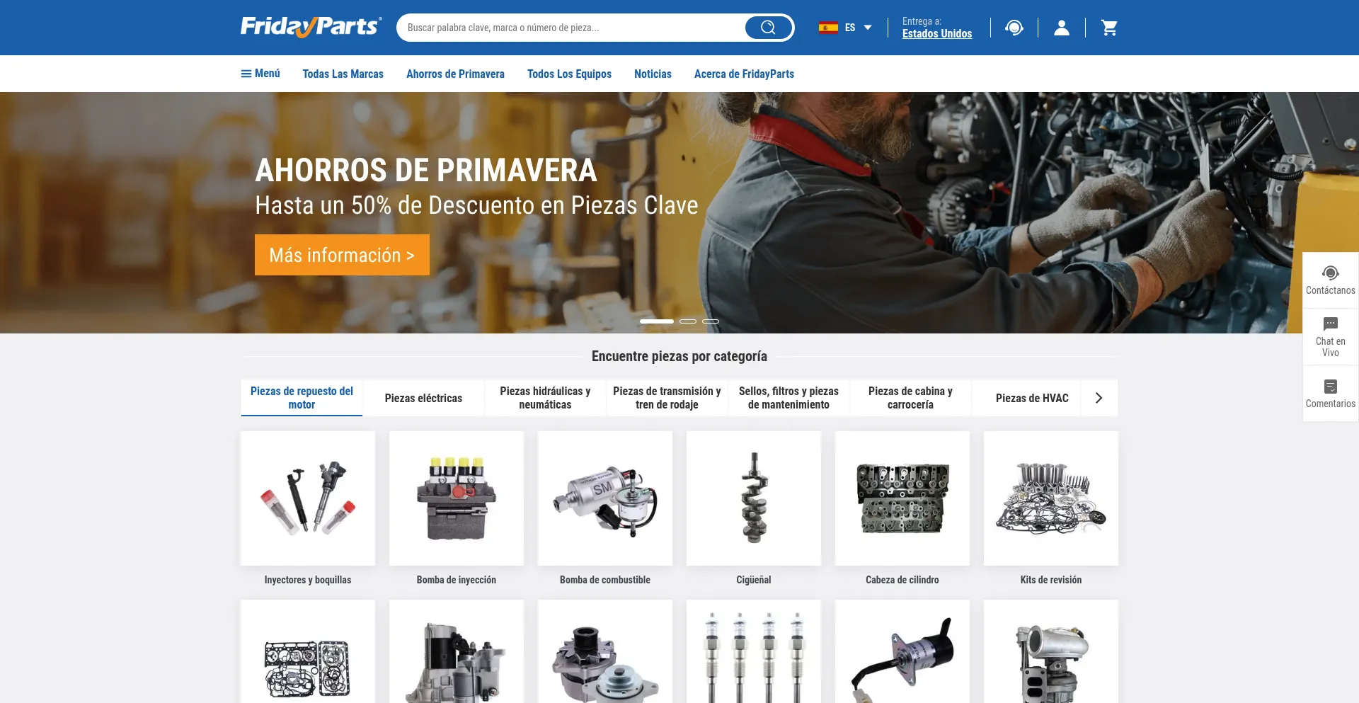 Website screenshot of Es.fridayparts.com