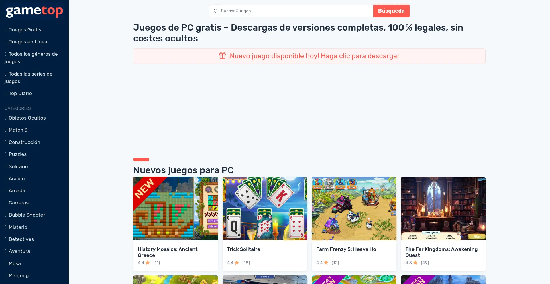 Website screenshot of Es.gametop.com