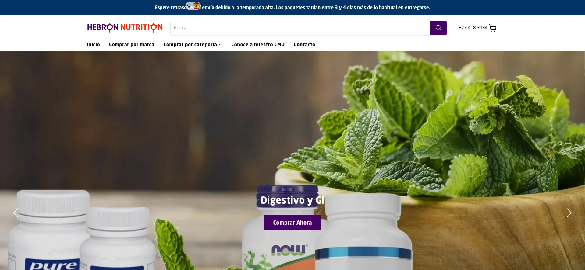 Website screenshot of Es.hebronnutrition.com