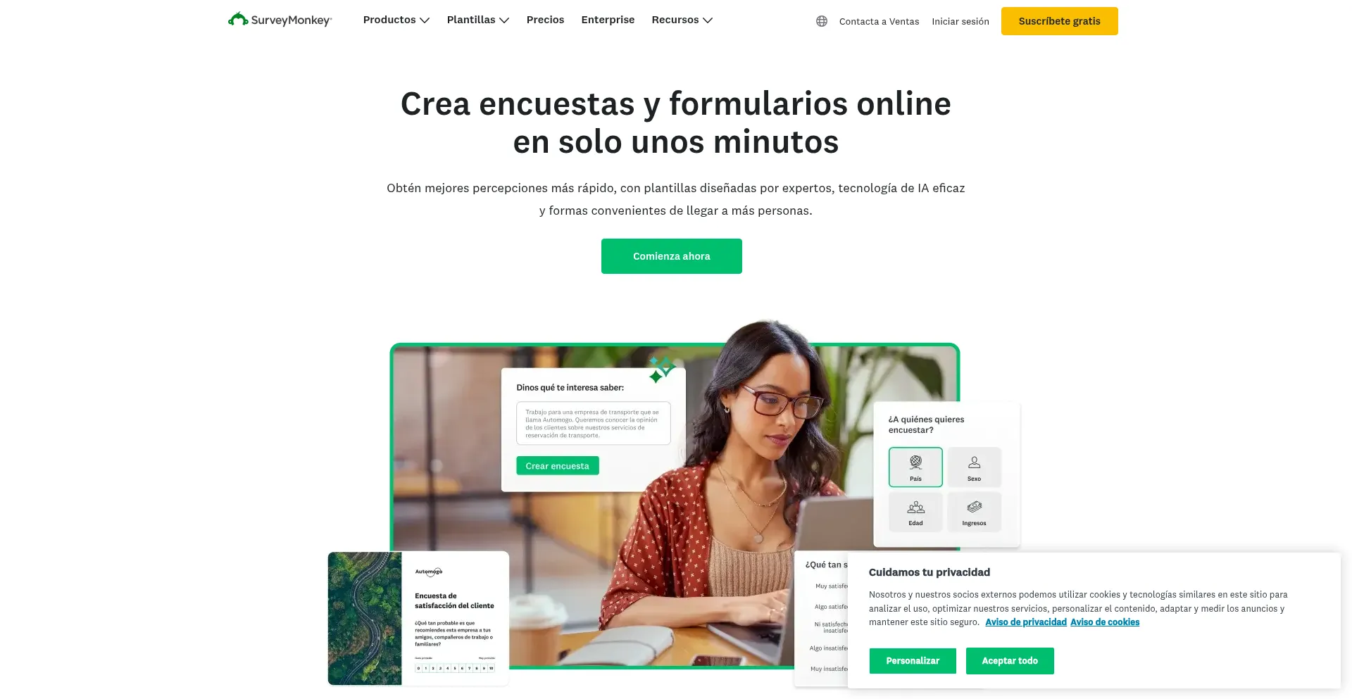 Website screenshot of Es.surveymonkey.com
