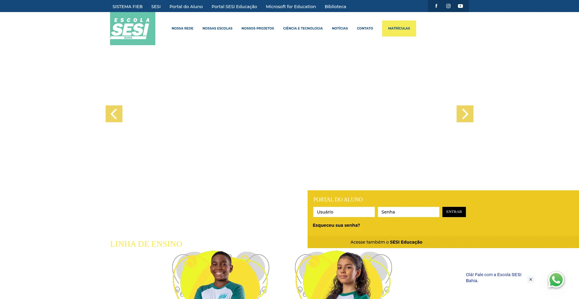Website screenshot of Escolasesiba.com.br
