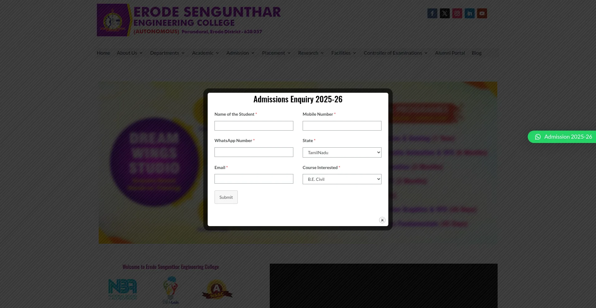 Website screenshot of Esec.ac.in