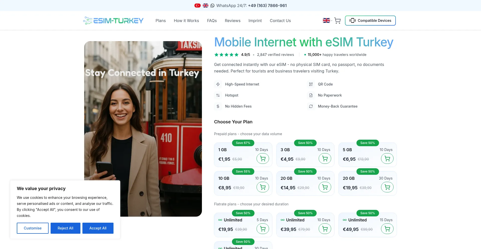 Website screenshot of Esim-turkey.com
