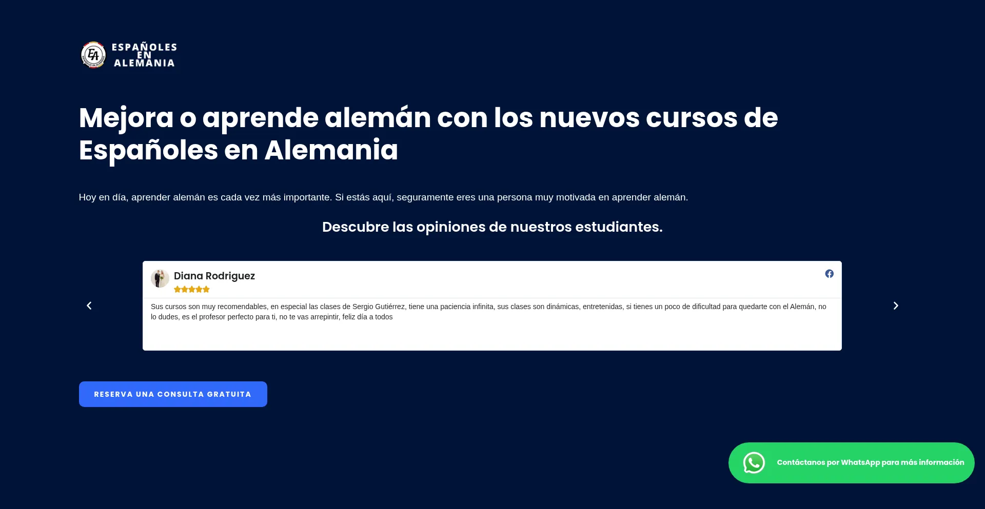 Website screenshot of Espanolesenalemania.com